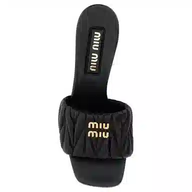 Miu Miu Leather Square Toe Mule Black 5.5cm