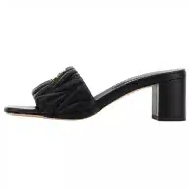 Miu Miu Leather Square Toe Mule Black 5.5cm