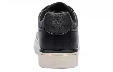 COACH Leather Round Toe Low Top Sneakers Black