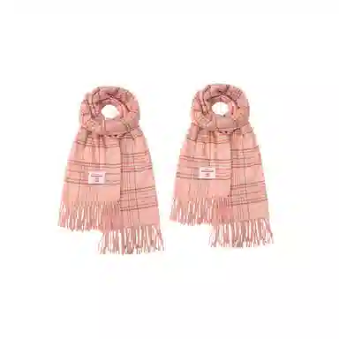 白卷 晚秋文艺气质梭织格子流苏 腈纶 绒线围巾 女款