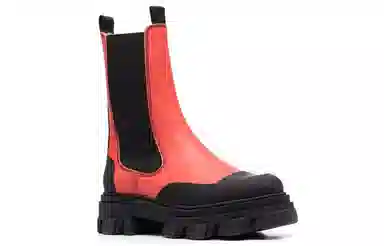 GANNI Chelsea Boots Red Black
