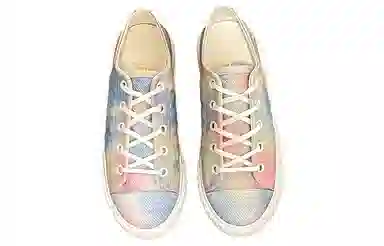 CHANEL Low Top Sneakers Pink Blue White