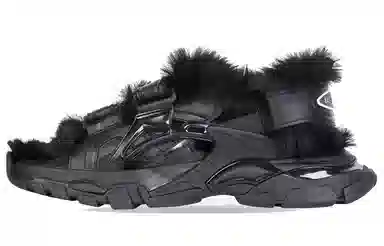 Balenciaga Track Sandal Fake Fur Black