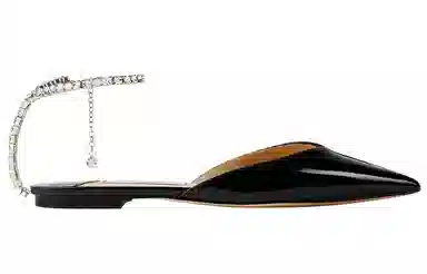 Jimmy Choo Crystal Patent Flats Black