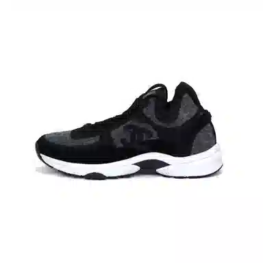 CHANEL Round Toe Lace-Up Low Sneakers Gray Blue