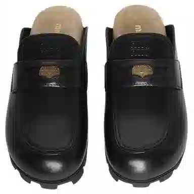 Miu Miu Round Toe Mule Slippers Black