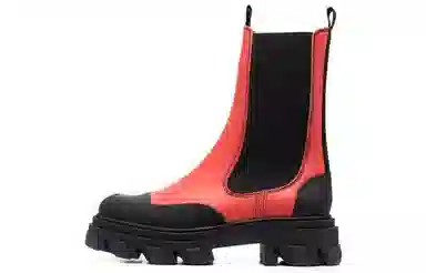 GANNI Chelsea Boots Red Black