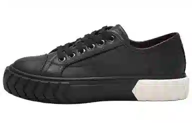 both Tyres Low Top Canvas Sneakers Black White