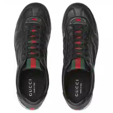 GUCCI Shift Leather Low Sneakers Black