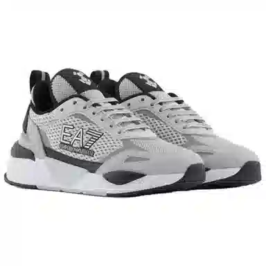 Emporio Armani EA7 Round Toe Lace-Up Sneakers Gray