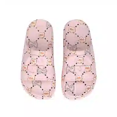 Gucci Rubber Animal Print Slides Pink