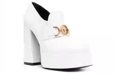 Versace Leather Slip-On Heels White