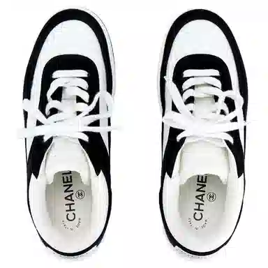 CHANEL Low Top Sneakers Black White