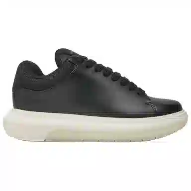 Emporio Armani Round Toe Thick Sole Lace-Up Low Sneakers Black