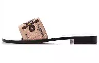 DIOR Embroidered Flat Sandals Beige