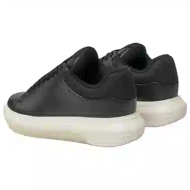 Emporio Armani Round Toe Thick Sole Lace-Up Low Sneakers Black