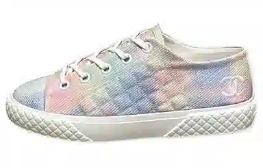 CHANEL Low Top Sneakers Pink Blue White