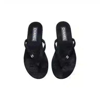 CHANEL 24S Flat Toe Sandals Black