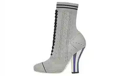 Fendi Knit Fashion Ankle Boots Grey