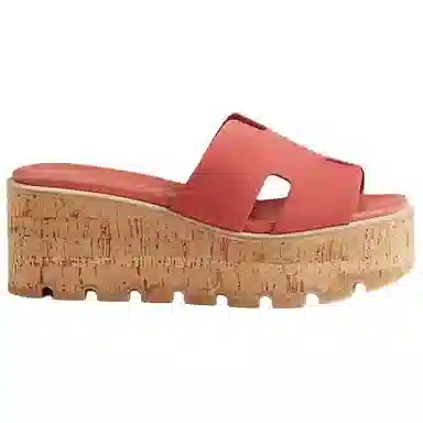 Hermes Eze Suede Slide Sandals Orange