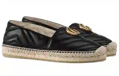 Gucci Logo Fisherman Flats Black