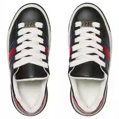 Gucci Ace Leather Low Top Sneakers Black