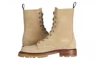 DIOR Leather Lace-Up Mid Martin Boots Brown