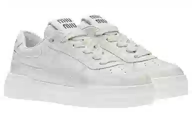 Miu Miu Leather Low-Top Sneakers White
