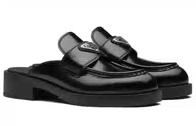 PRADA Leather Slip-On Mule Black