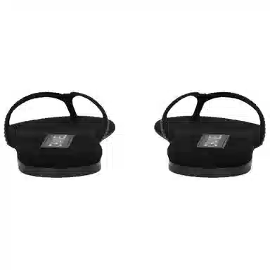 CHANEL 25C Suede Goat Leather Flat Sandals Black