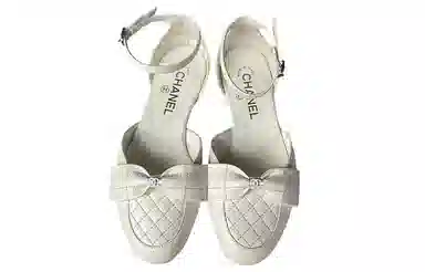 CHANEL Bow Flat Shoes White