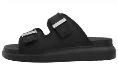 Alexander McQueen Hybrid Rubber Slide Sandals Black
