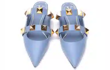 Valentino Roman Stud Flat Loafers Light Blue