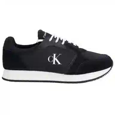 Calvin Klein Jeans Retro Patchwork Lace-Up Sneakers Black White