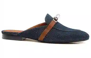 Hermes Mule Flat Denim Blue