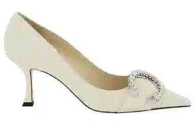 Jimmy Choo Crystal Embellished Pointed Toe Heels White