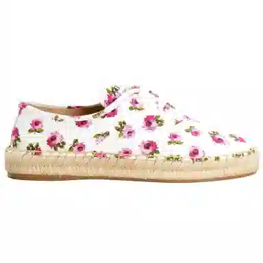 Prada Lace-Up Round Toe Fisherman Shoes White Red