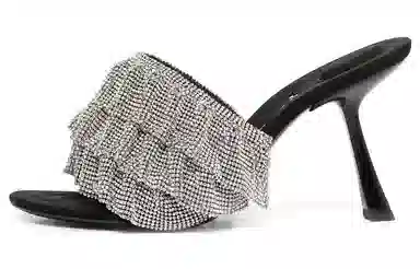 Alexander Wang Toe Slip-On Sandals Black Silver