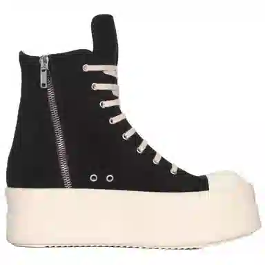 Rick Owens DRKSHDW Round Toe Zip High Top Sneakers Black