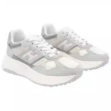 Hogan Suede Low Top Lace-Up Sneakers Gray White