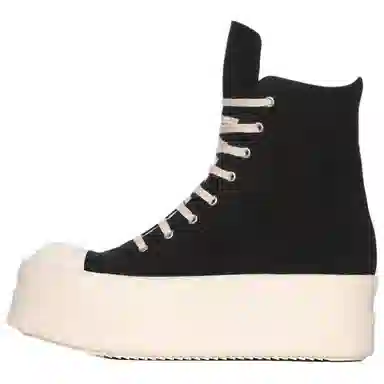 Rick Owens DRKSHDW Round Toe Zip High Top Sneakers Black