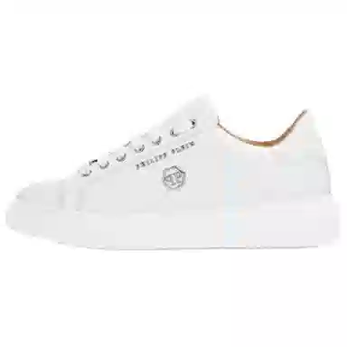 PHILIPP PLEIN Hexagon White Leather Sneakers