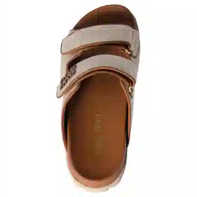 Miu Miu Canvas Toe-Ring Slides Beige