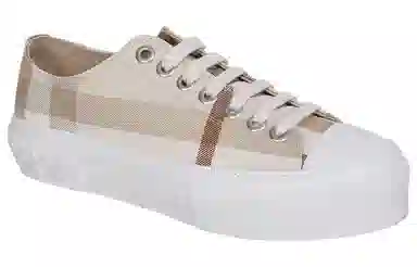 Burberry Canvas Low Top Sneakers White Brown