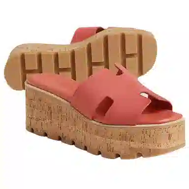 Hermes Eze Suede Slide Sandals Orange