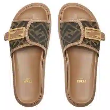 Fendi Baguette Slides Brown