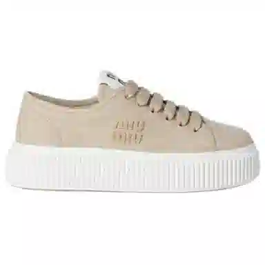Miu Miu Denim Sneakers Low Top Beige