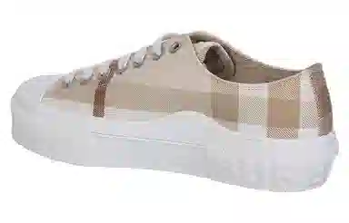 Burberry Canvas Low Top Sneakers White Brown