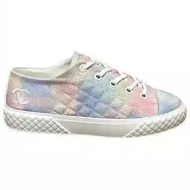 CHANEL Low Top Sneakers Pink Blue White