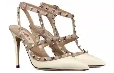 Valentino Rockstud Patent Leather Heel 10cm White